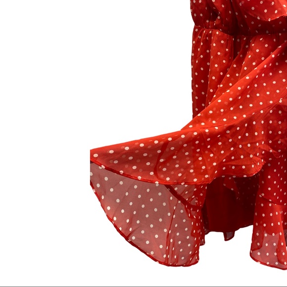 Forever 21 dress L polka dot ruffle spagheti strap red - Picture 7 of 9